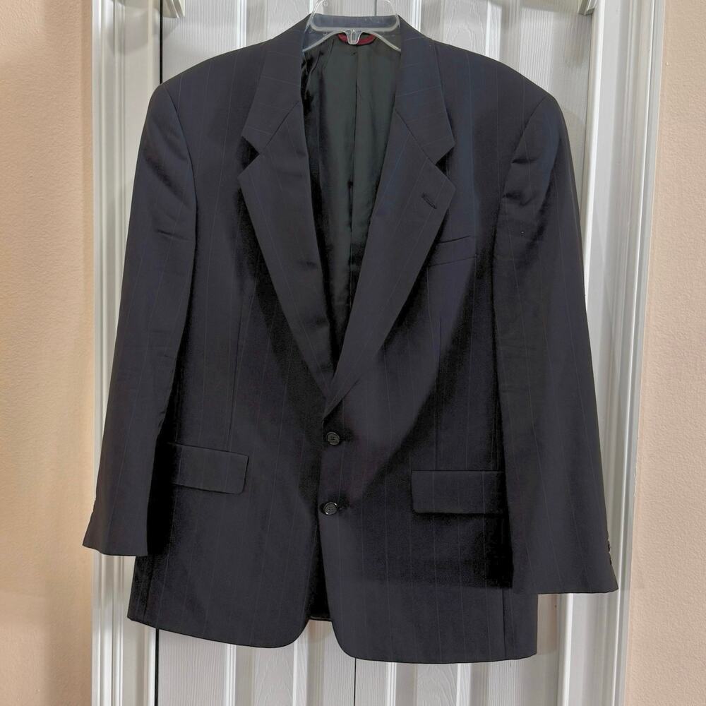 Hart Schaffner Marx 42R VTG 90s navy pinstripe wool suit jacket blazer 2 button - Picture 1 of 9